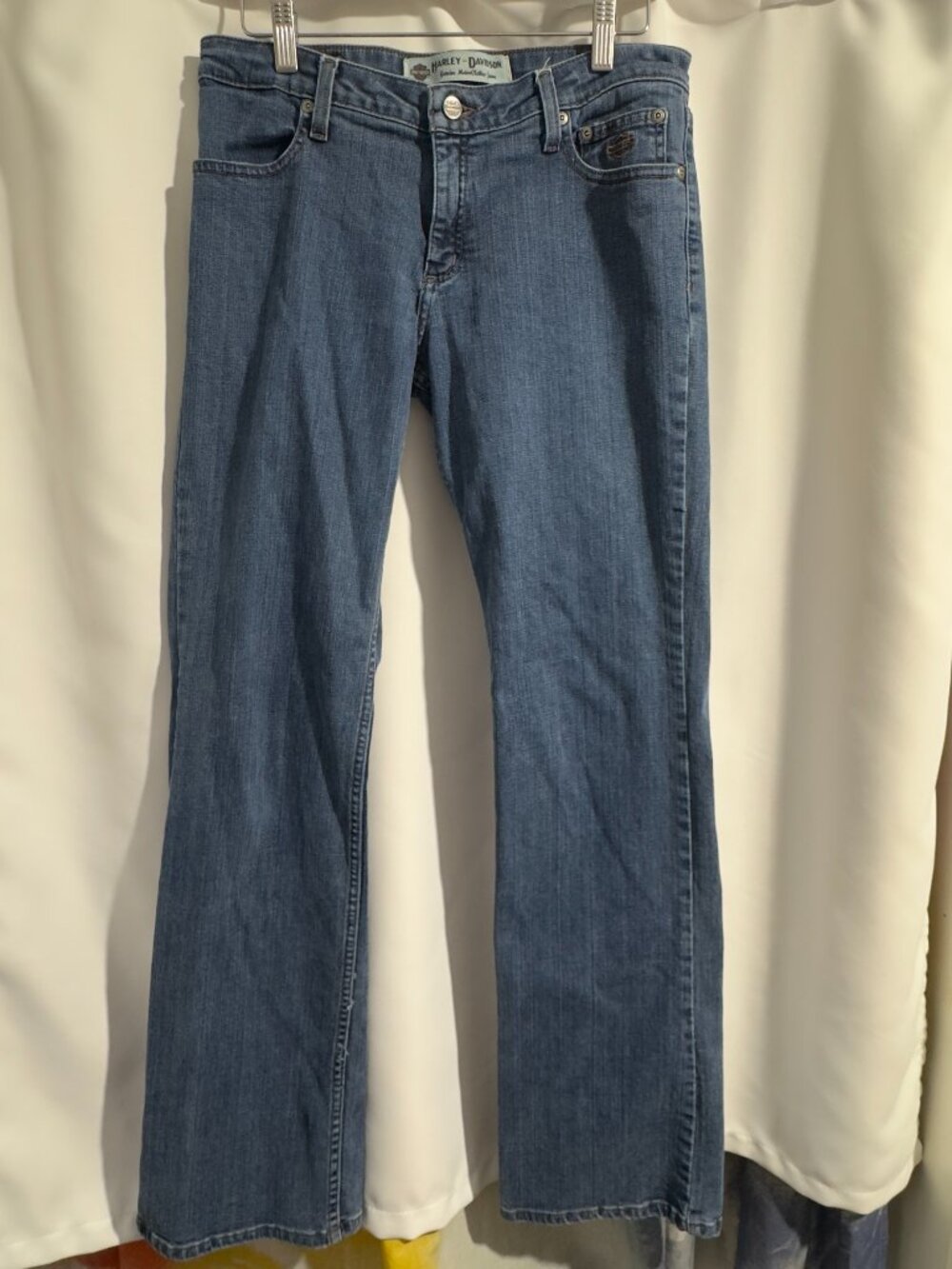 Harley Davidson Woman’s Straight Boot Cut Jeans Size 8 Tall Mid Rise Y2K